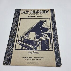 Lazy Rhapsody‎ A Modern Piano Solo By Howard Jackson Piano Sheet Music Vintage